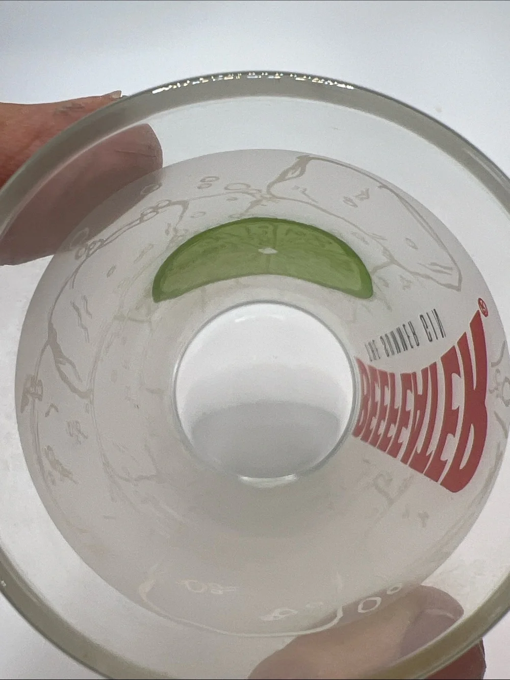 BEEFEATER The Summer Gin White & Green High Ball Glass. 6” Tall
